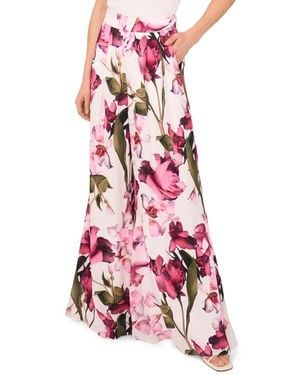 Ted Baker Floral Flowy Satin Pants - Red