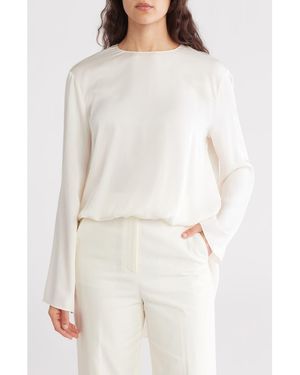 Theory Long Sleeve Silk Cape Top - White