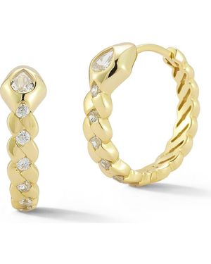 Chloe and Madison Snake Cubic Zirconia Huggie Hoop Earrings - Metallic