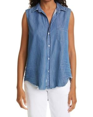 Frank & Eileen Fiona Sleeveless Cotton Blouse - Blue