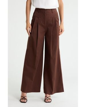 10 Crosby Derek Lam Juliana Wide Leg Pleated Pants - Brown