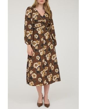 AUGUST SKY Floral Long Sleeve Maxi Dress - Multicolor