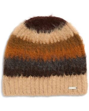 Steve Madden Overbrushed Striped Beanie - Brown