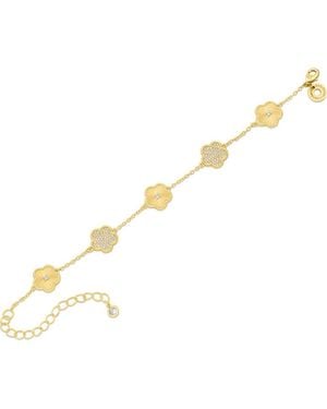 CZ by Kenneth Jay Lane Pavé Cubic Zirconia Clover Station Bracelet - Metallic