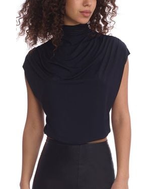 Commando Butter Draped Funnel Neck Crop Top - Blue