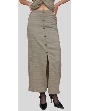 Blu Pepper Button Front Pencil Maxi Skirt - Natural