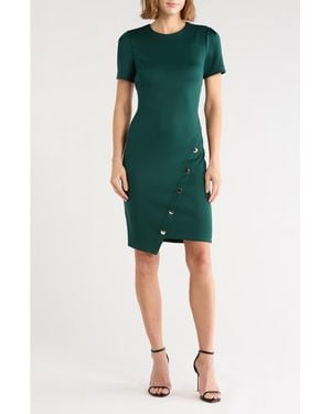 Tommy Hilfiger Short Sleeve Scuba Sheath Dress - Green