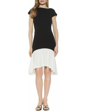 Alexia Admor Renata Cap Sleeve Handkerchief Hem Knit Dress - Black