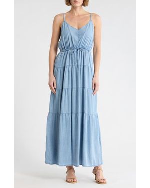 Splendid Audriana Denim Tiered Maxi Dress - Blue