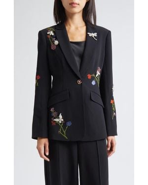 Cinq À Sept Whispering Vines Floral Embellished Blazer - Black