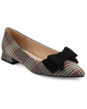 Journee Collection Ophelia Bow Pointed Toe Flat - Brown