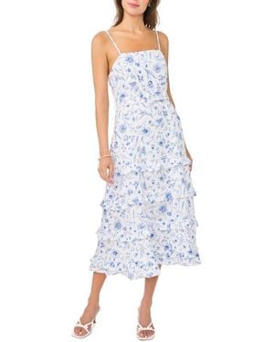 Cece Belted Ruffled Midi Dress - Blue