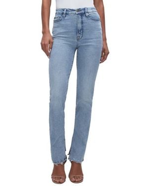GOOD AMERICAN Good Boy Split Hem High Waist Straight Leg Jeans - Blue
