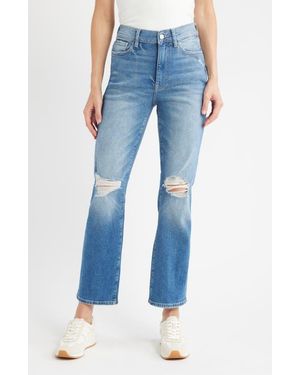 WARP+WEFT Ase Ripped High Waist Straight Leg Jeans - Blue