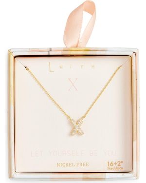 Leith Cubic Zirconia Initial Pendant Necklace - Metallic