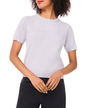 Halogen® Short Sleeve Rib Sweater Top - Gray