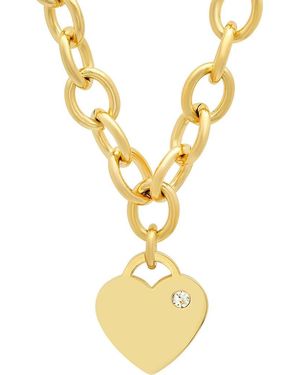 Steeltime 18K Plated Heart Pendant Necklace - Metallic