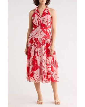 Vince Camuto Sleeveless Tiered Chiffon Midi Dress
