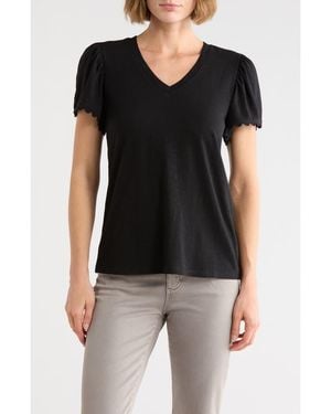Caslon Scallop Trim T-Shirt - Black