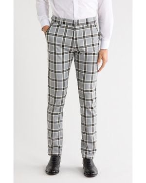 T.R. Premium Plaid Straight Leg Pants - Gray