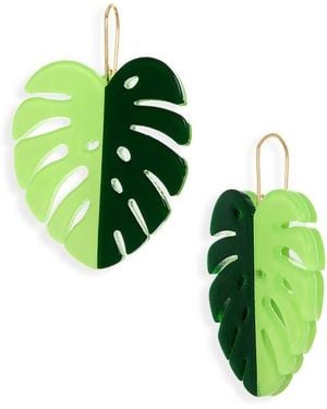 Leith Monstera Leaf Drop Earrings - Green
