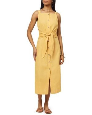 Scotch & Soda Sleeveless Button Front Linen Blend Midi Dress - Yellow