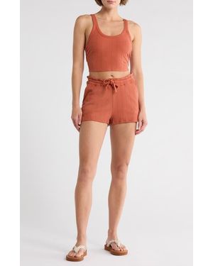 Vitamin A Thalia Tencel & Organic Cotton Blend Cover-Up Shorts - Orange