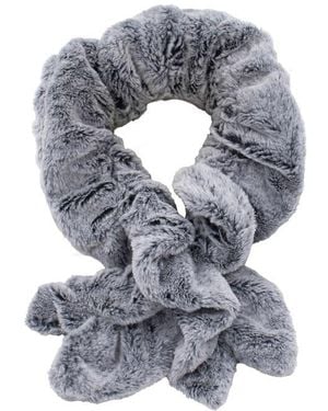 Surell Faux Fur Ruffle Scarf - Gray