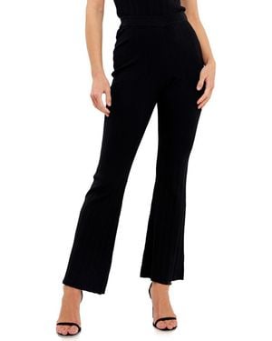 Grey Lab Flare Leg Rib Pants - Black