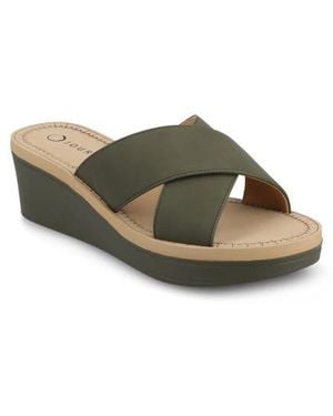 Journee Collection Biara Platform Wedge Sandal - Gray