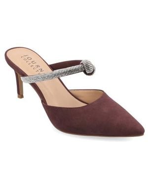Journee Collection Lunna Jeweled Vegan Leather Mules - Brown