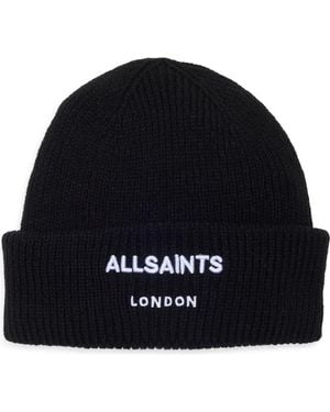 AllSaints Embroidered Logo Cuffed Beanie - Black