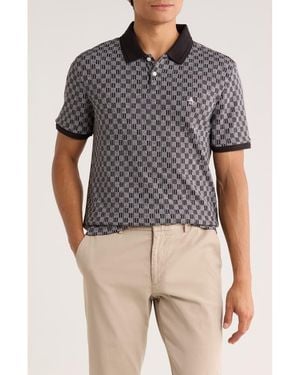 Original Penguin Check Jacquard Knit Polo - Gray