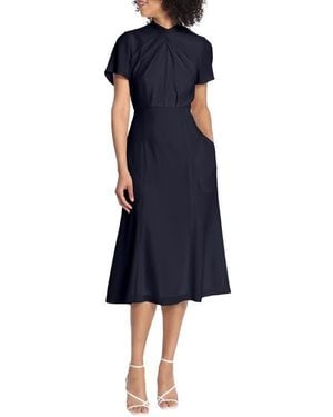 Maggy London Short Sleeve Fit & Flare Midi Dress - Blue