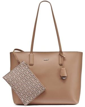 DKNY Saige Faux Leather Tote With Removable Wristlet - Brown