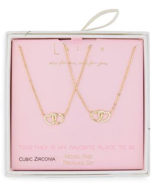 Leith Together Is My Favorite Place To Be Set Of 2 Infinity Heart Necklaces - Pink