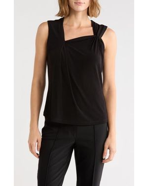 DKNY Asymmetric Neckline Jersey Tank - Black