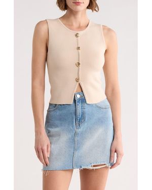 Blu Pepper Button Detail Knit Tank Top - Natural
