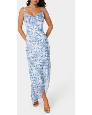 Bebe Cowl Neck Chiffon Maxi Dress - Blue