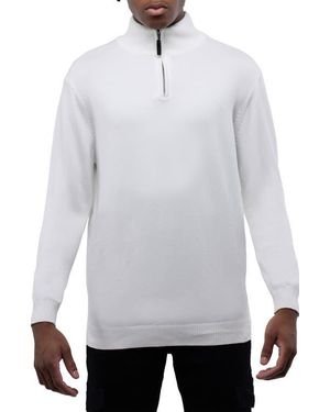 Xray Jeans Quarter Zip Mock Neck Sweater - White