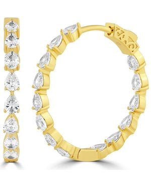 Sienna Vale Pear Cubic Zirconia Hoop Earrings - Metallic