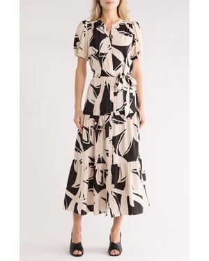 Halogen® Print Belted Maxi Dress - White