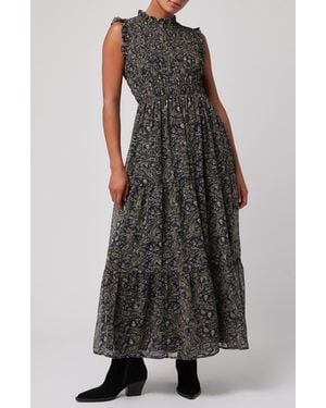 Lulus Sadie Paisley Ruched Maxi Dress - Black