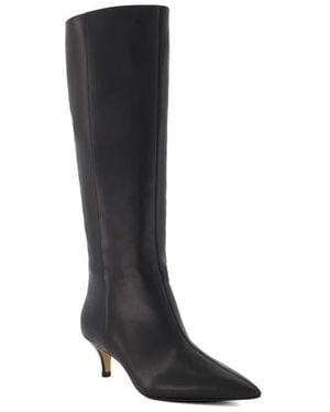 Dune Smooth Knee High Boot - Black