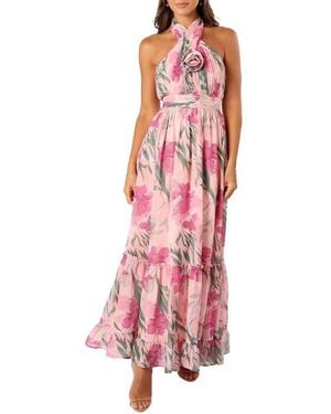 Petal & Pup Lennon Floral Halter Gown - Pink