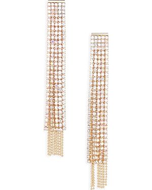 Natasha Couture Crystal Fringe Drop Earrings - Metallic