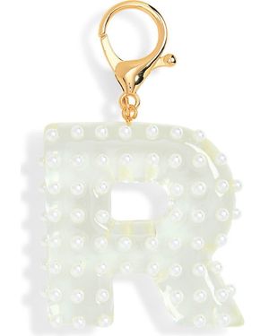 Leith Faux Pearl Initial Bag Charm - White