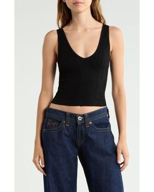 BDG Tapestry V-Neck Crop Tank - Blue