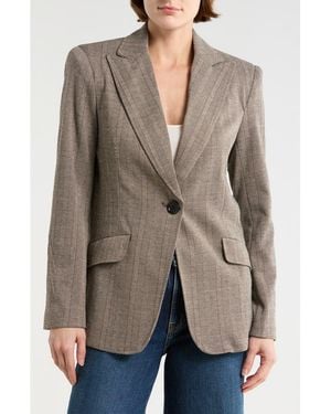Max Studio Houndstooth Knit Blazer - Brown