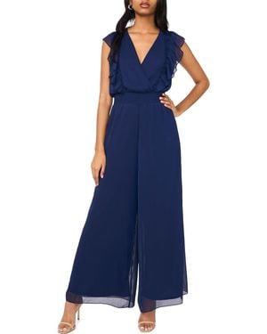 Halogen® Ruffle Surplice Wide Leg Jumpsuit - Blue